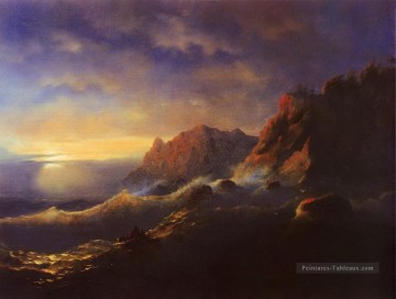 tempête coucher de soleil 1856 Romantique Ivan Aivazovsky russe Peinture à l'huile